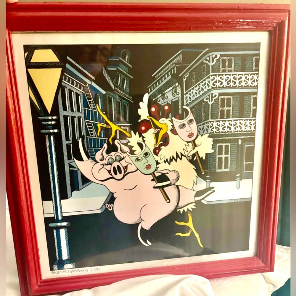 Famed Cartoonist Skip Williamson Signed and dated Framed Art Print Framed